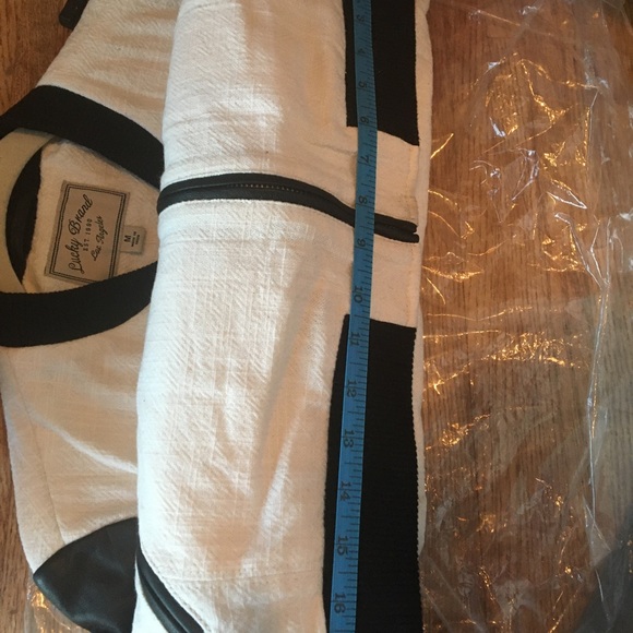 NWT Lucky Brand Two-Tone Varsity Jacket Cotton W/ Leather Sleeves Size Medium - Picture 14 of 15